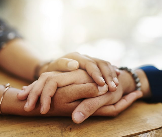 two hands touching